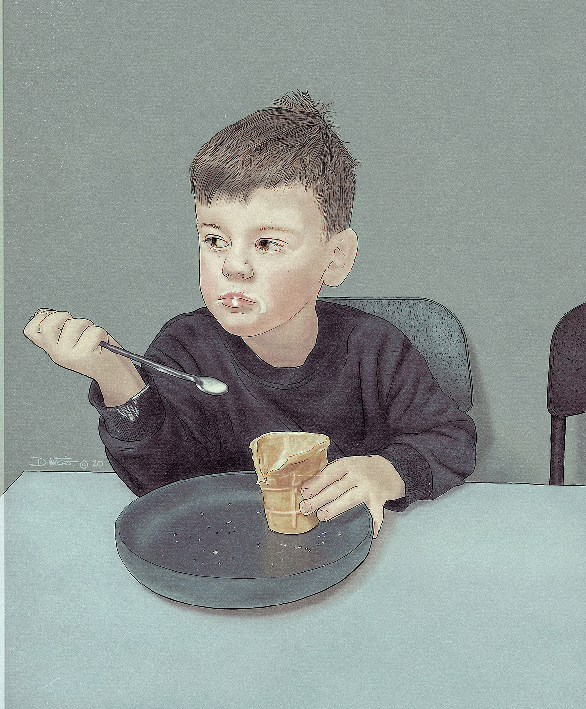 Boy with ice cream portrait