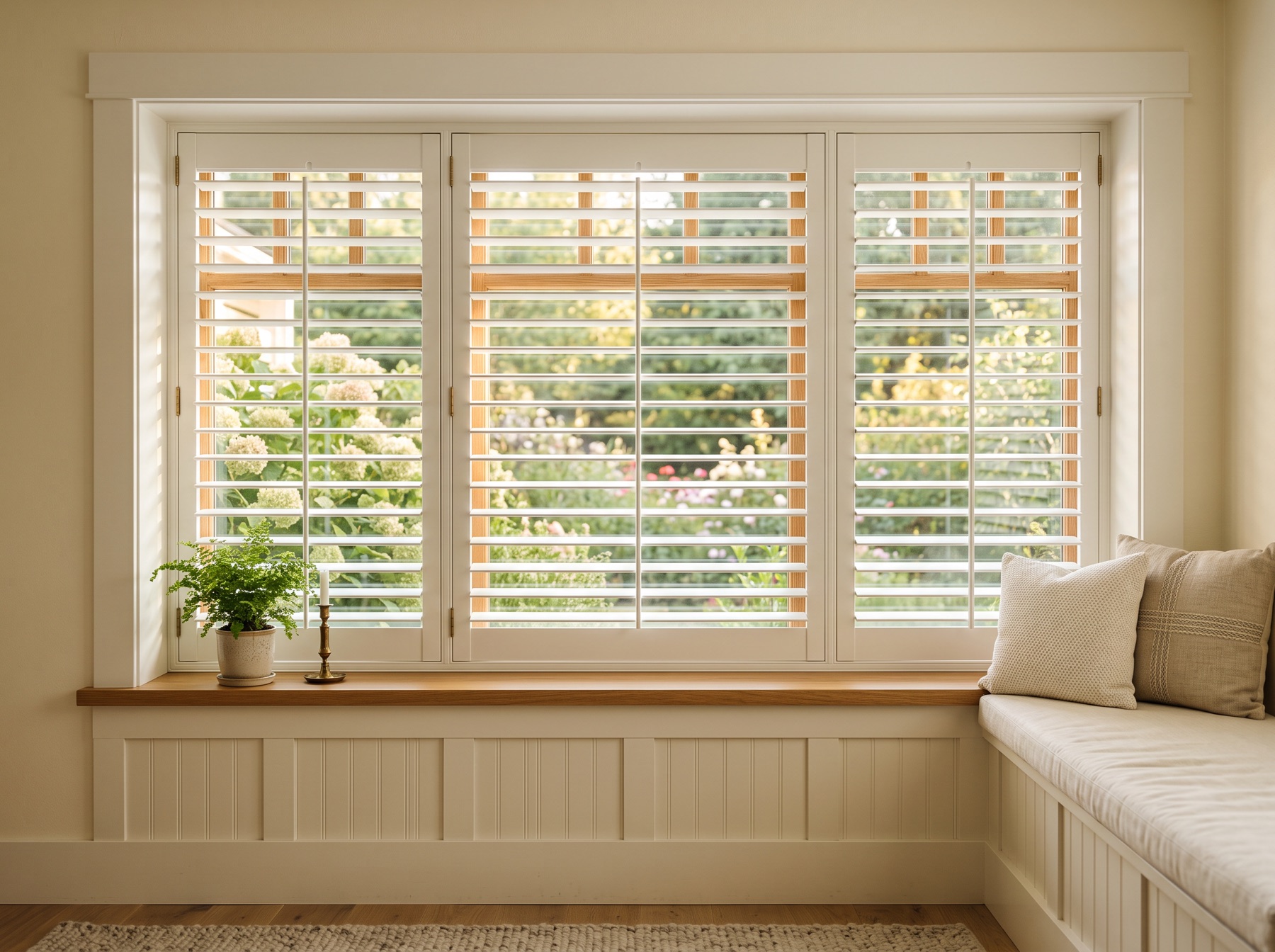 Plantation shutters in a Bainbridge Island home