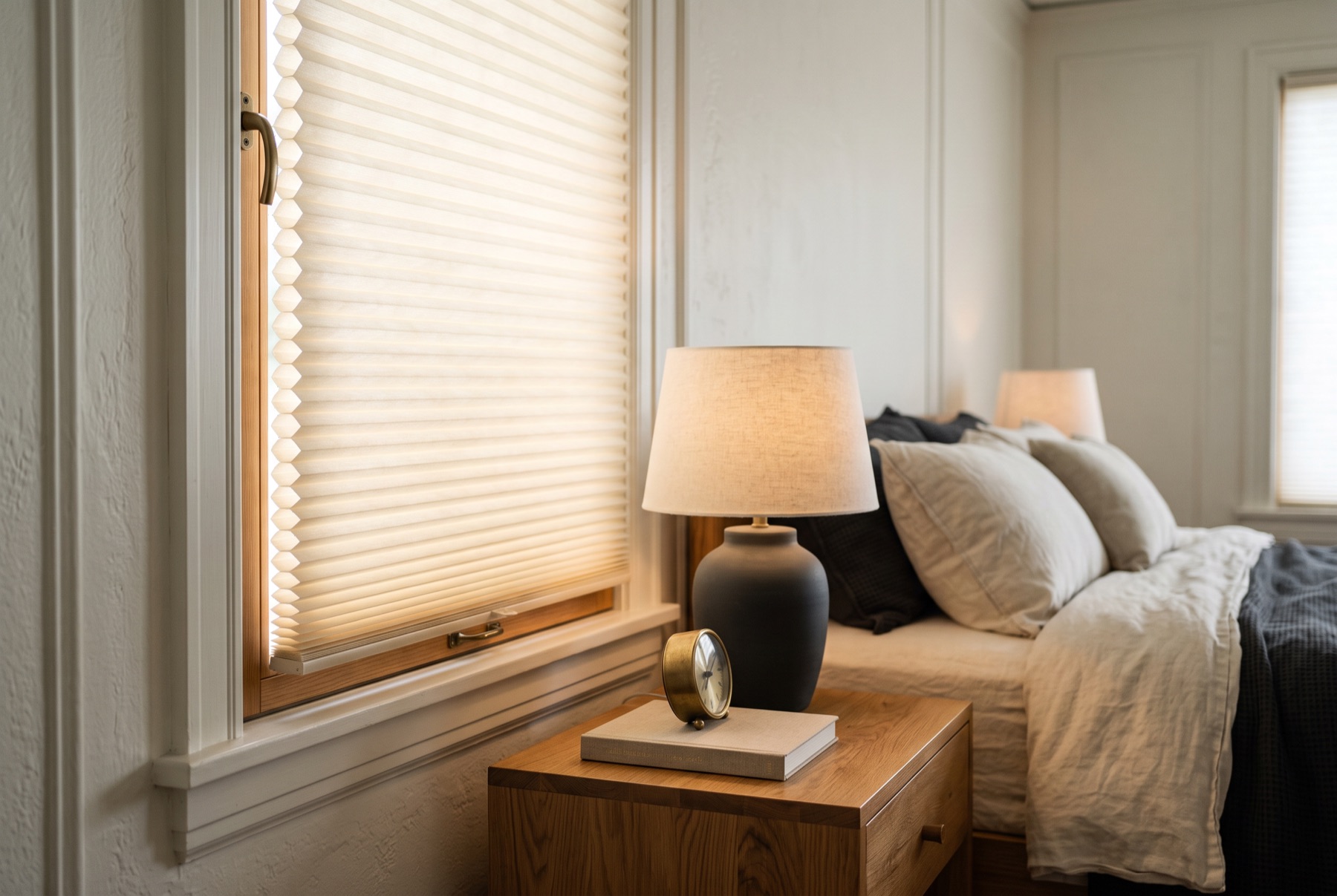 Honeycomb cellular shades in a Bainbridge Island home