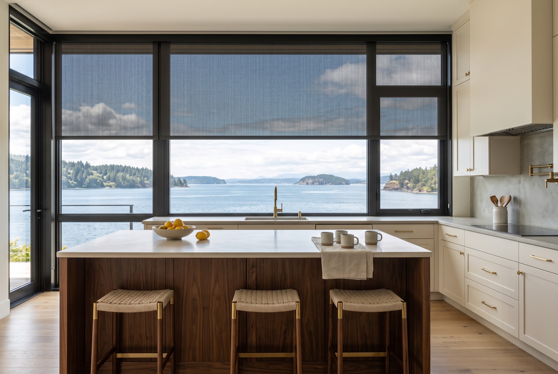 Solar screen shades in a Bainbridge Island home
