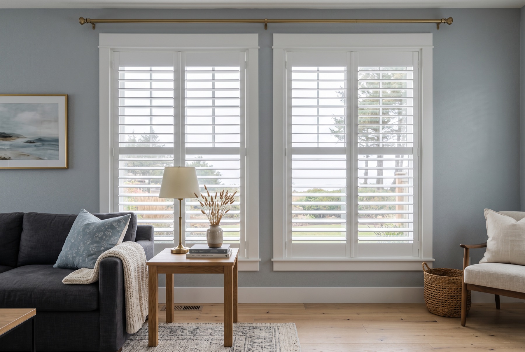 Hybrid shutters in a Bainbridge Island home