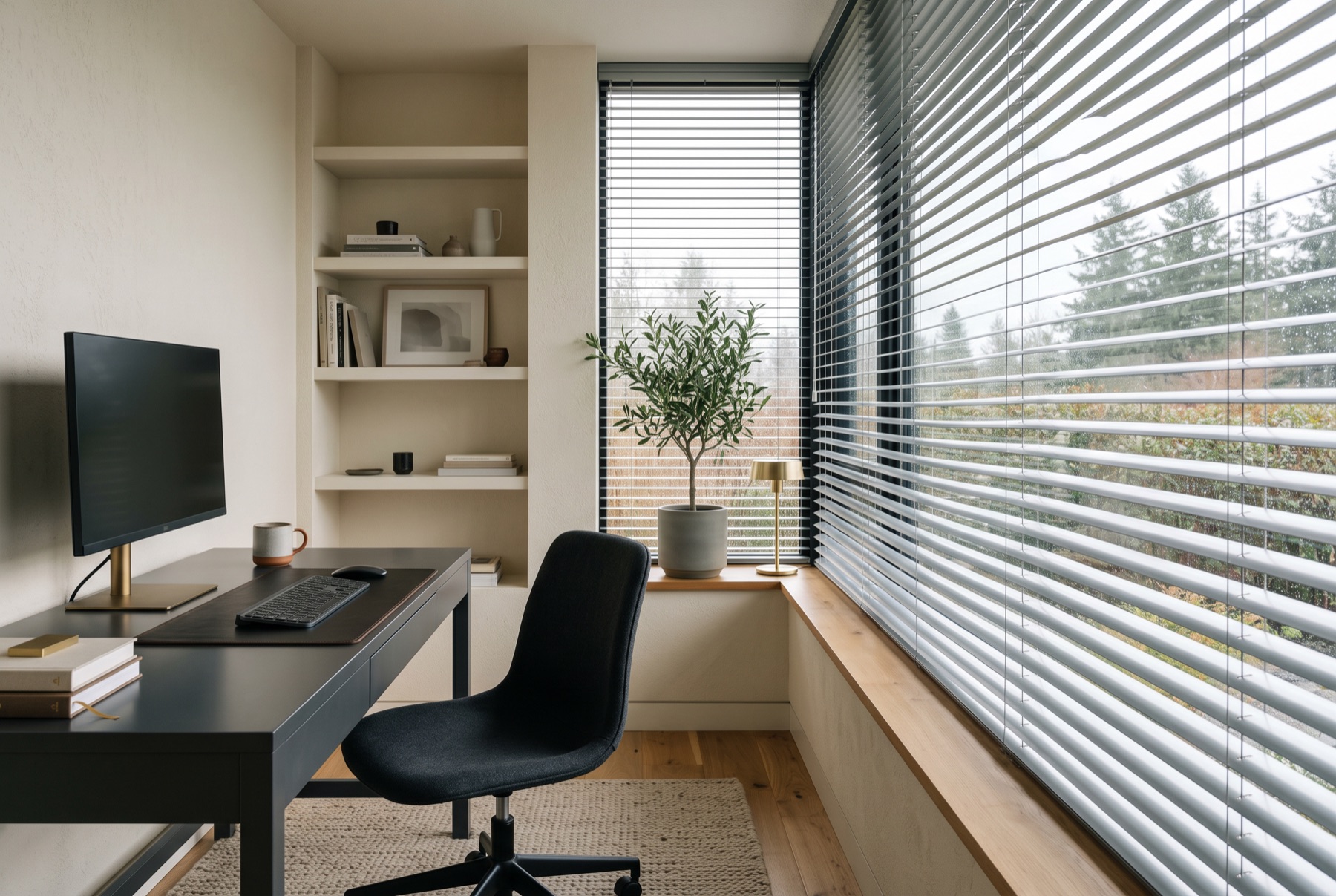 Aluminum blinds in a Bainbridge Island home