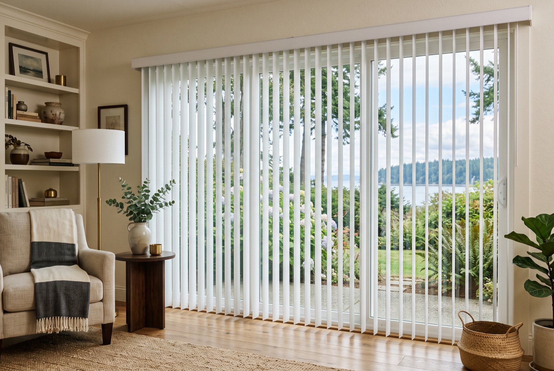 Vinyl vertical blinds in a Bainbridge Island home