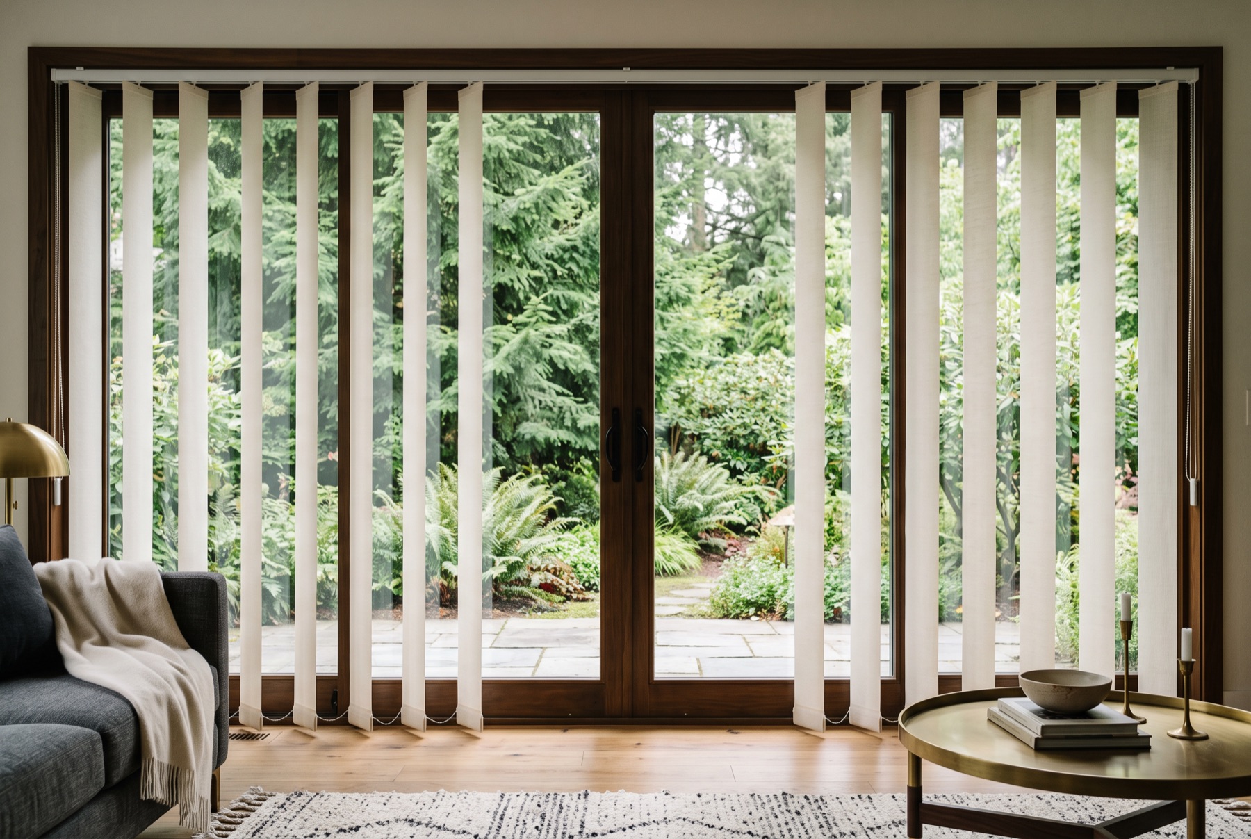 Fabric vertical blinds in a Bainbridge Island home