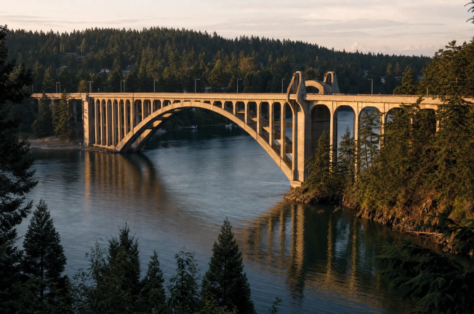 Manette Bridge over the Port Washington Narrows in Bremerton at golden hour