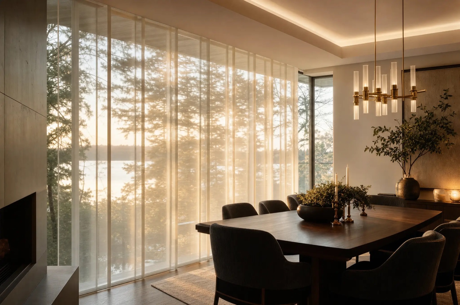 Luminette sheer vertical shades in a Bainbridge Island home