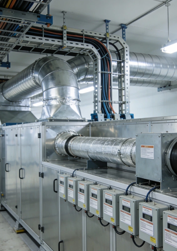 Commercial electrical fit-out in progress inside an office building