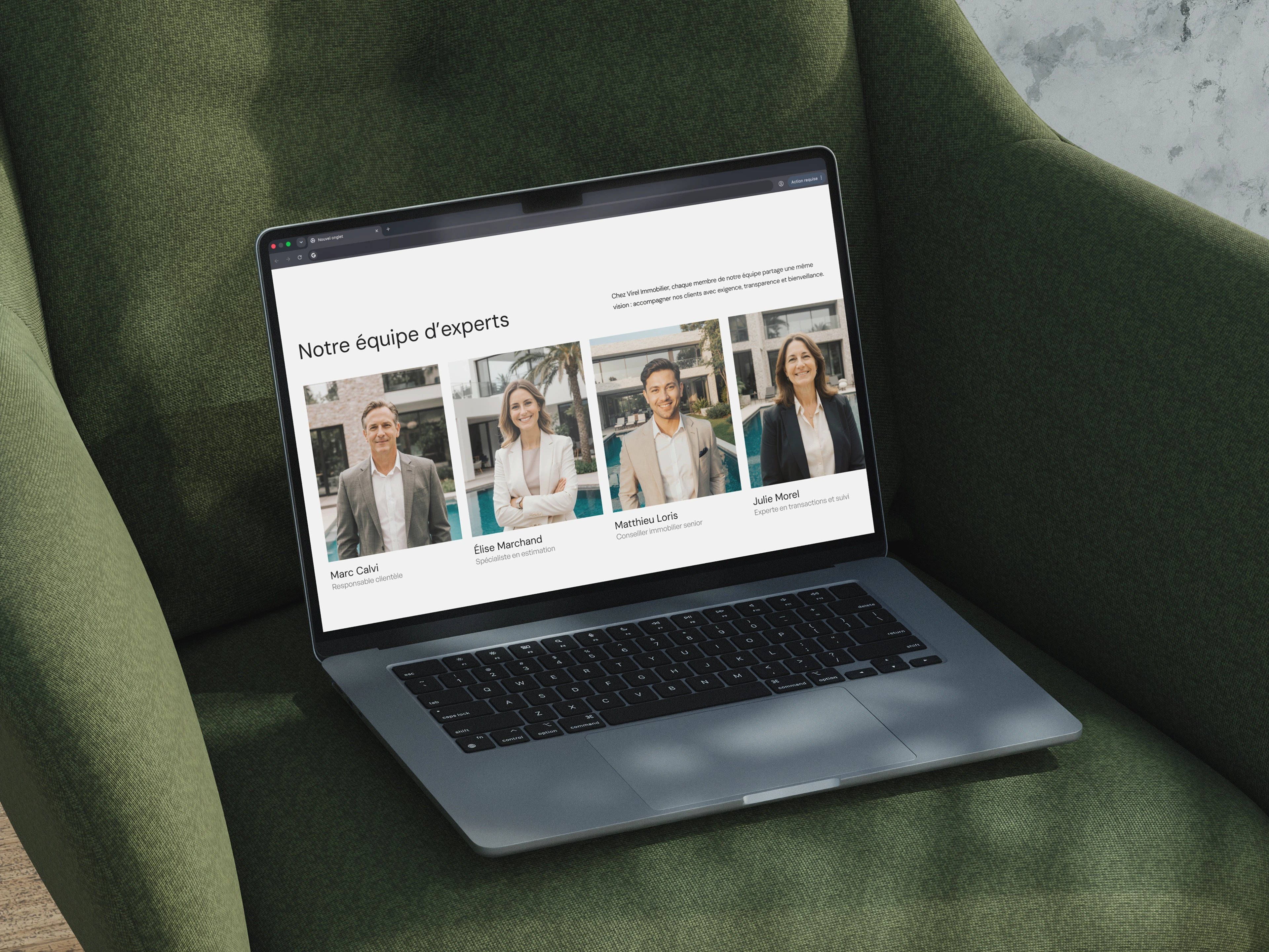 Mockup de la maquette du site web Virel Immobilier