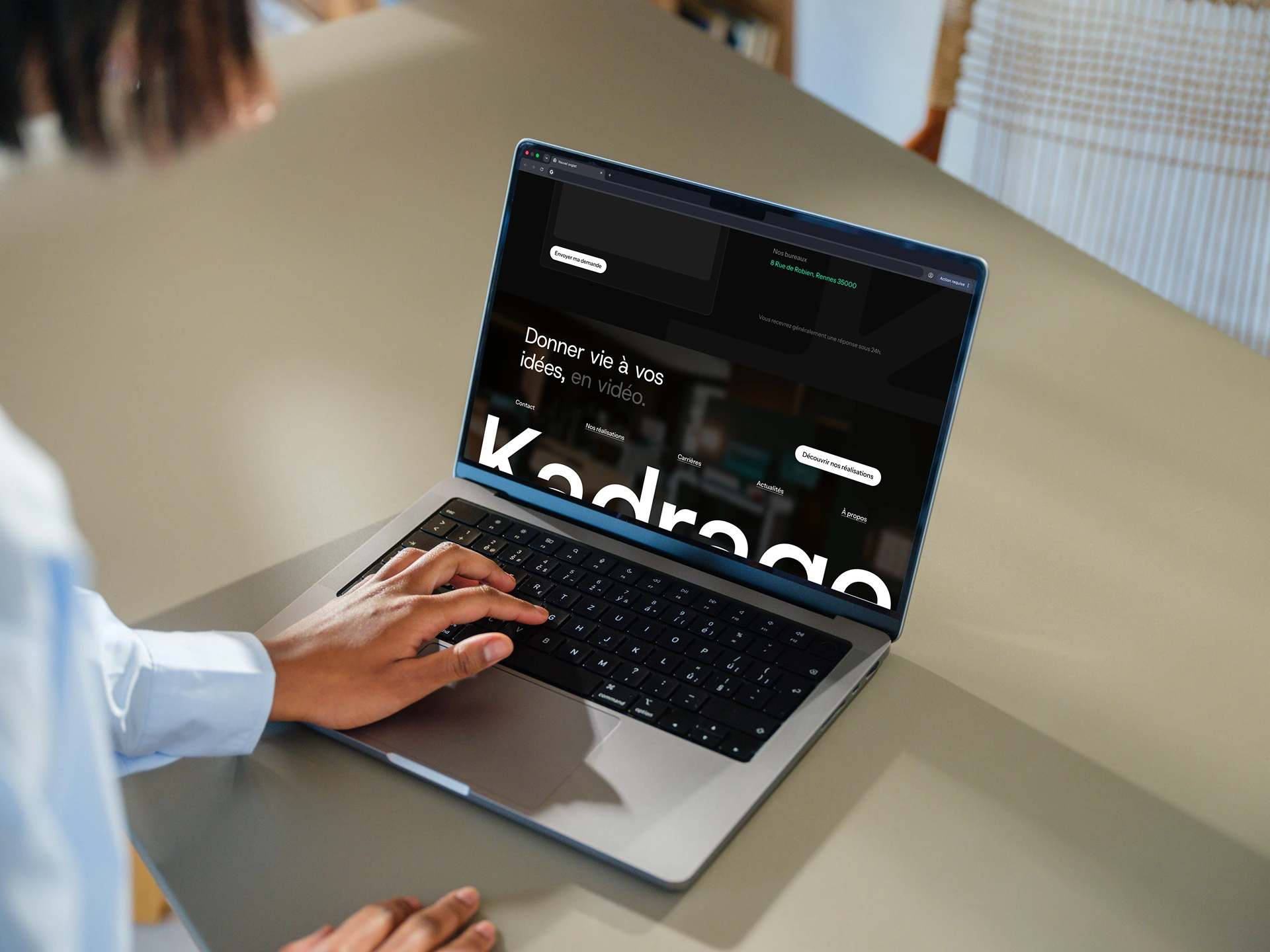 Mockup de la maquette du site web Kadrage