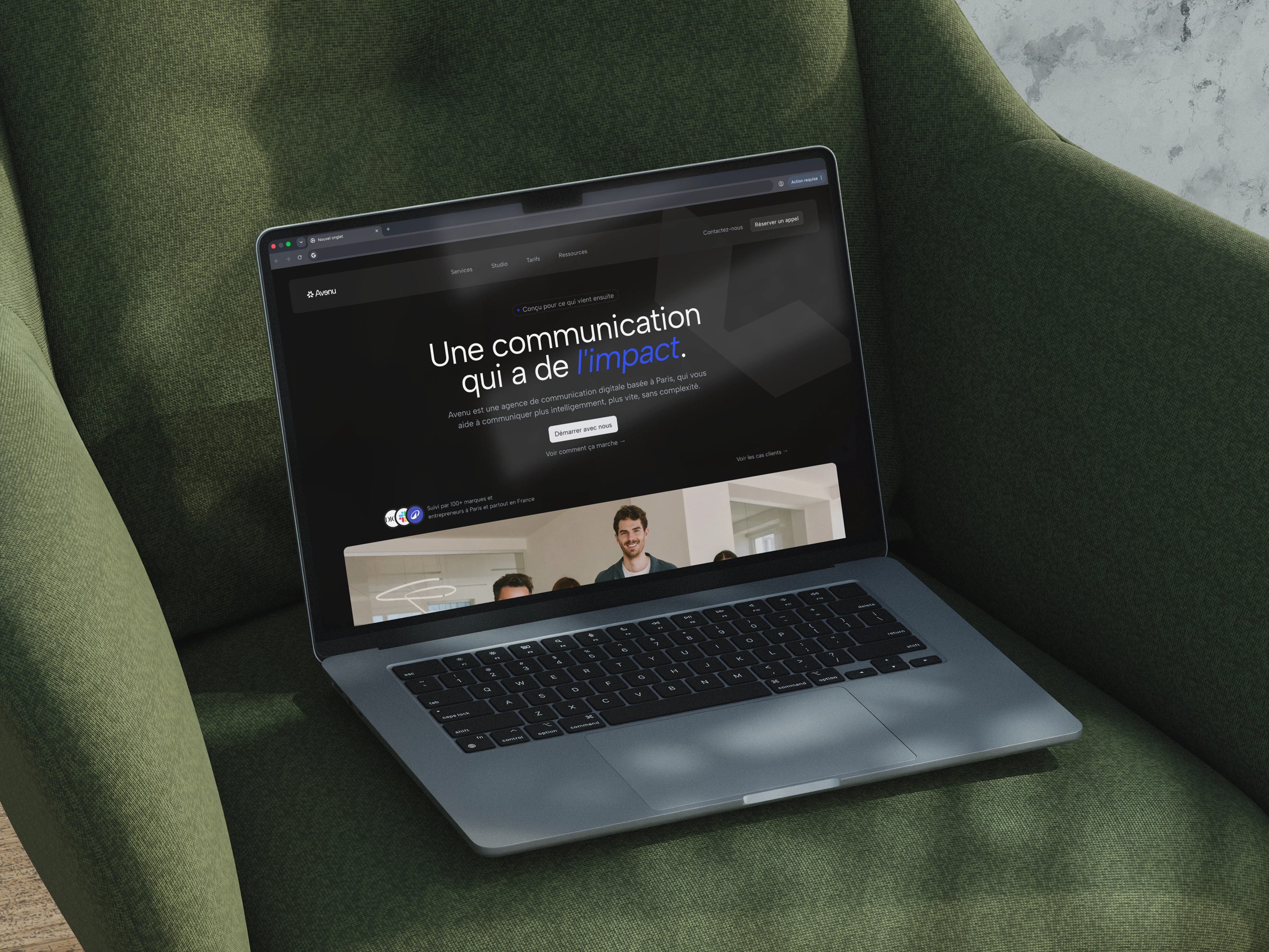 Mockup de la maquette du site web Agence Avenu