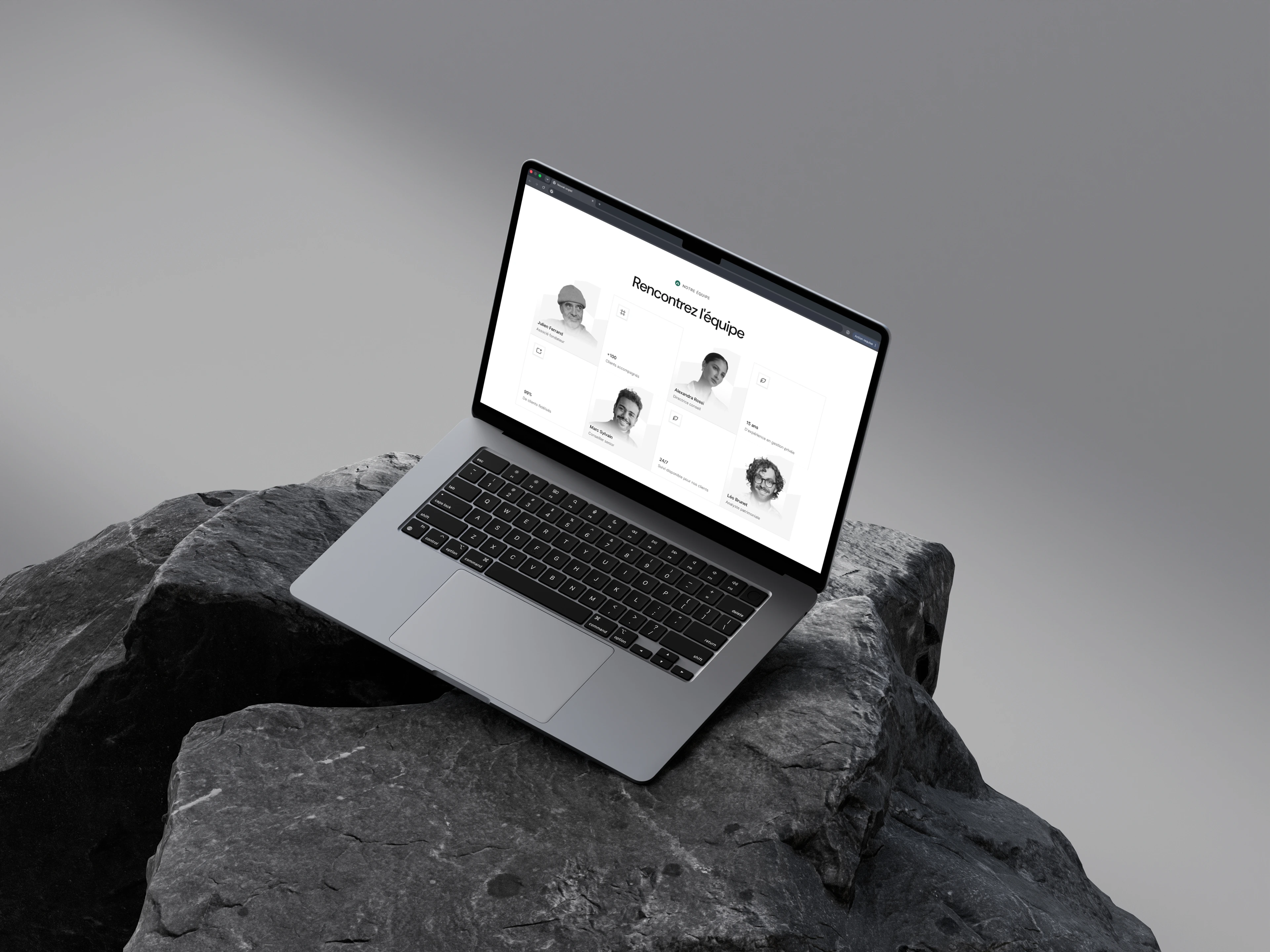Mockup de la maquette du site web Meridian Patrimoine