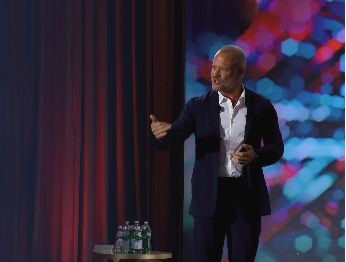 David Allison delivering a keynote on stage
