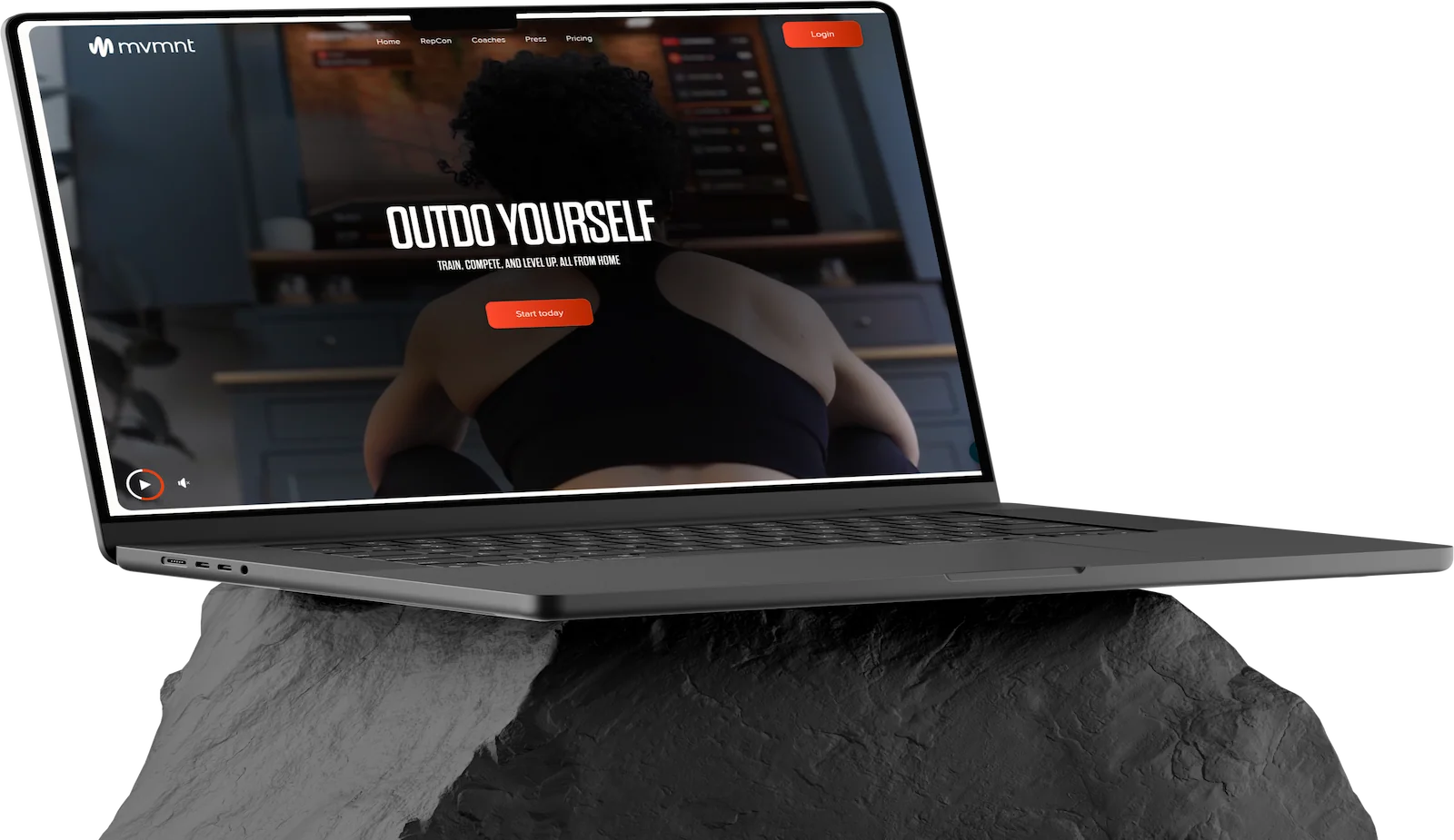 Mvmnt home fitness platform shown on a laptop