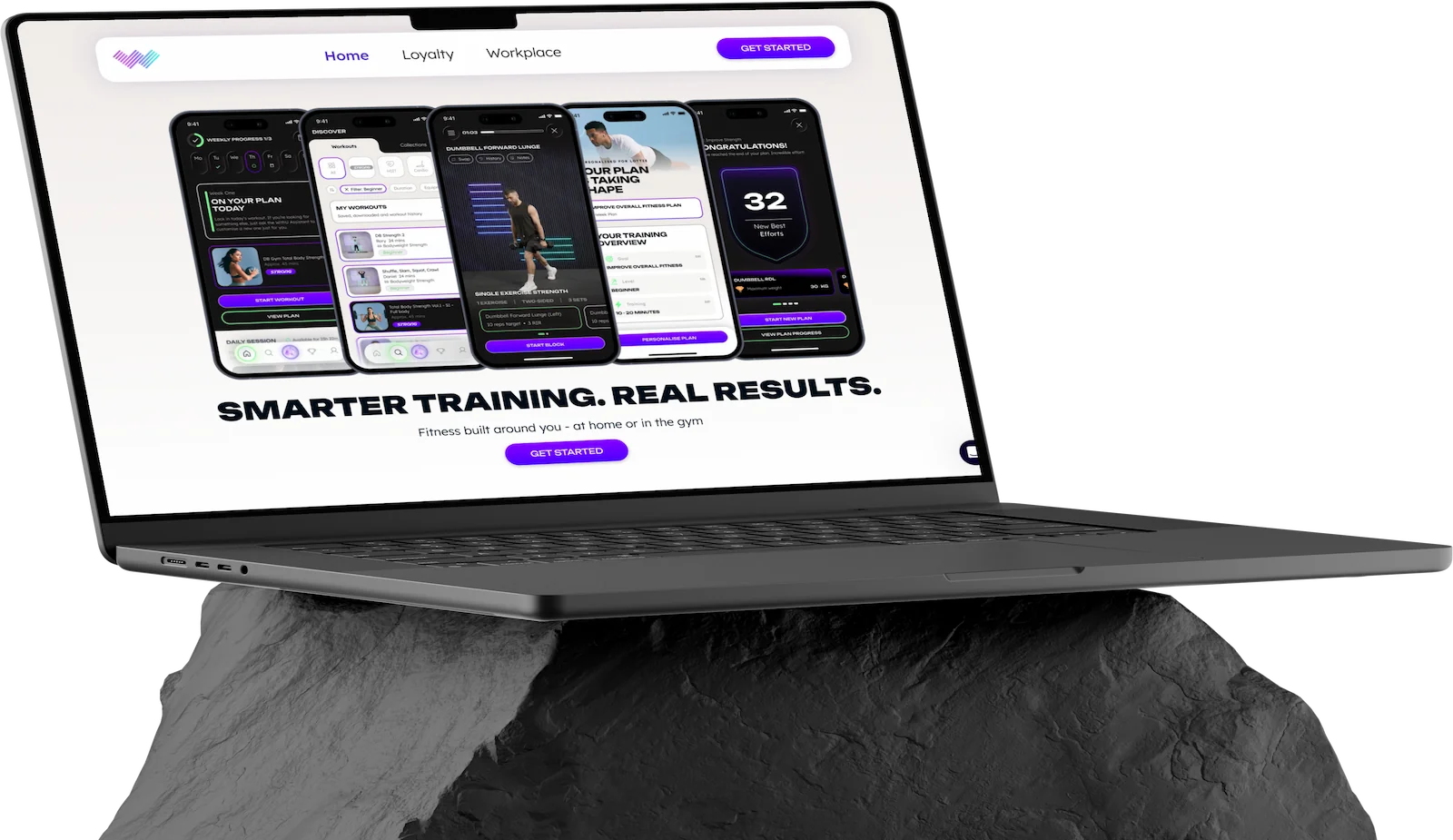 WithU fitness app website shown on a laptop