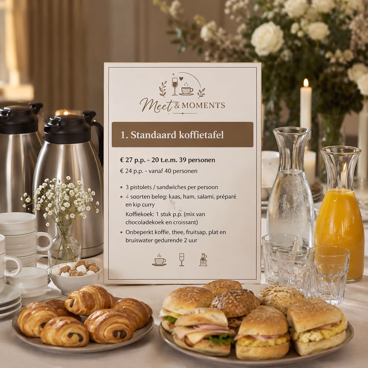Standaard koffietafel arrangement bij Meet & Moments