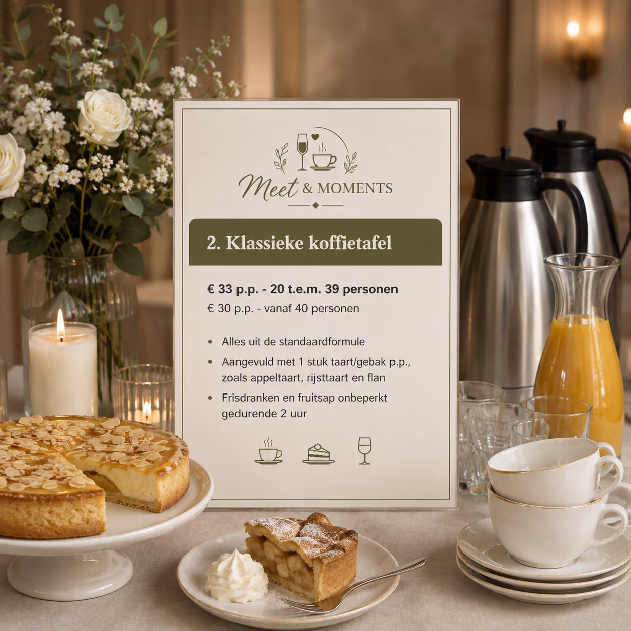 Luxe koffietafel arrangement met koffie en gebak