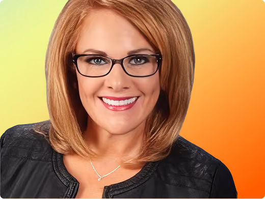 Christine Kaszubski Headshot on orange gradient background