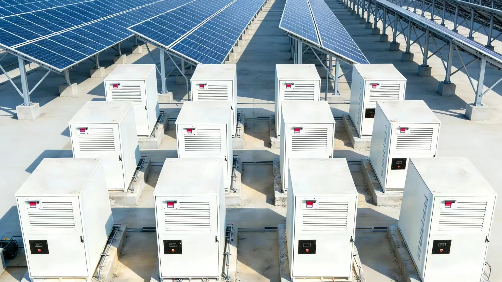 BESS für 800V-PV-Arbitrage: 800V-PV-Standort mit installierten modularen Galaxy 418 BESS-Einheiten für PV-Arbitrage