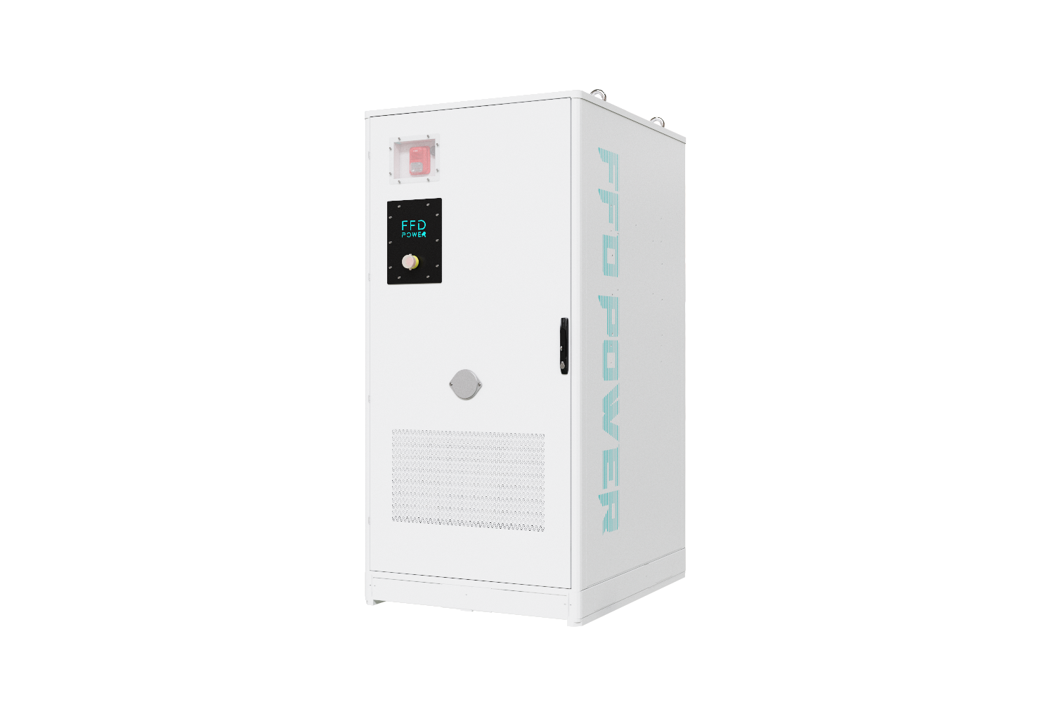 All-in-One-Energiespeichersystem Galaxy 261L in perspektivischer Ansicht mit Bedienpanel und Lüftungsgitter