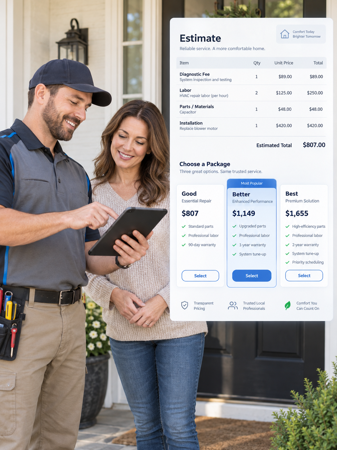 PropelOne Voice AI writing estimate details into the customer record