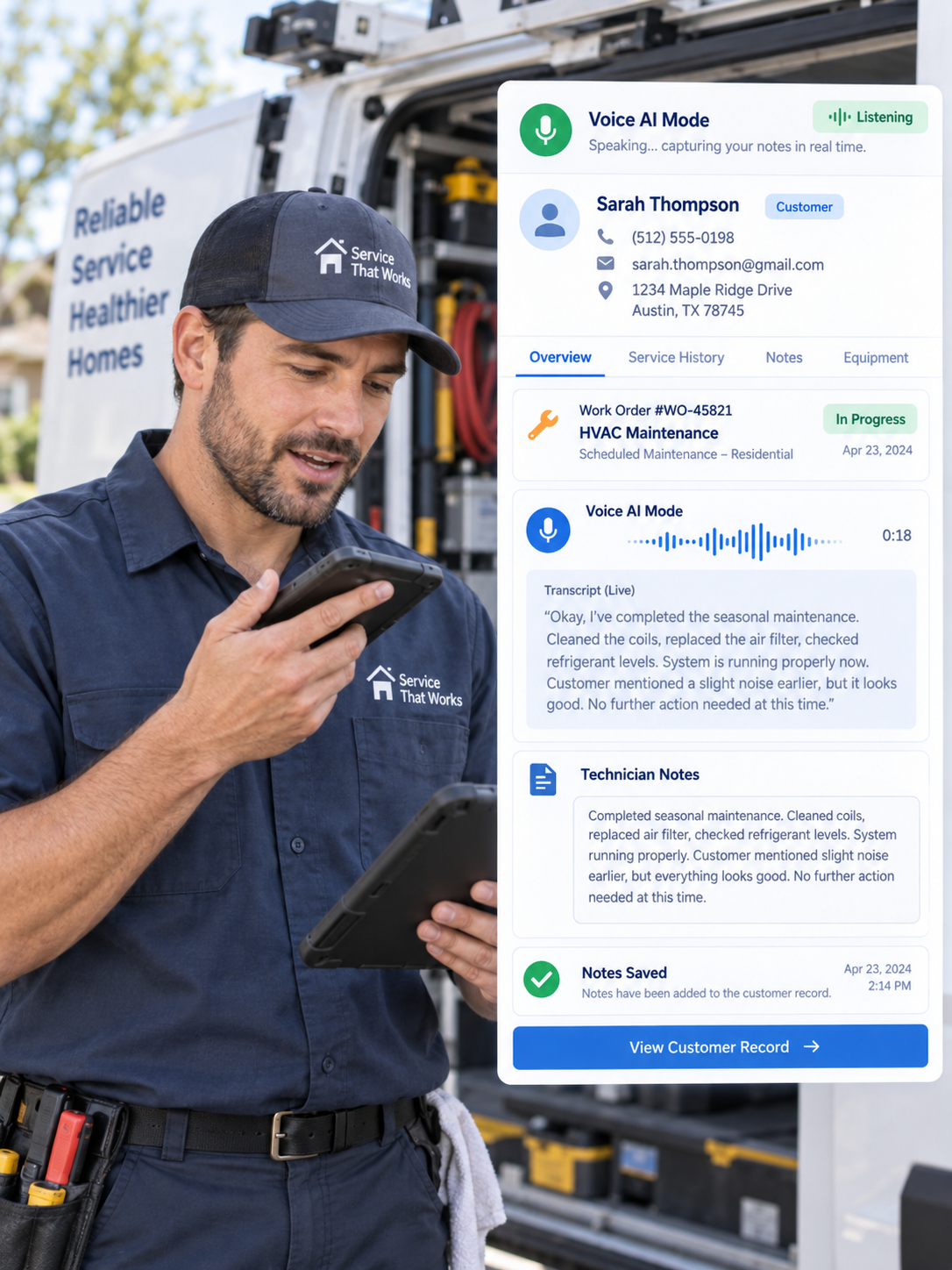 PropelOne Voice AI writing call details into the CRM customer record