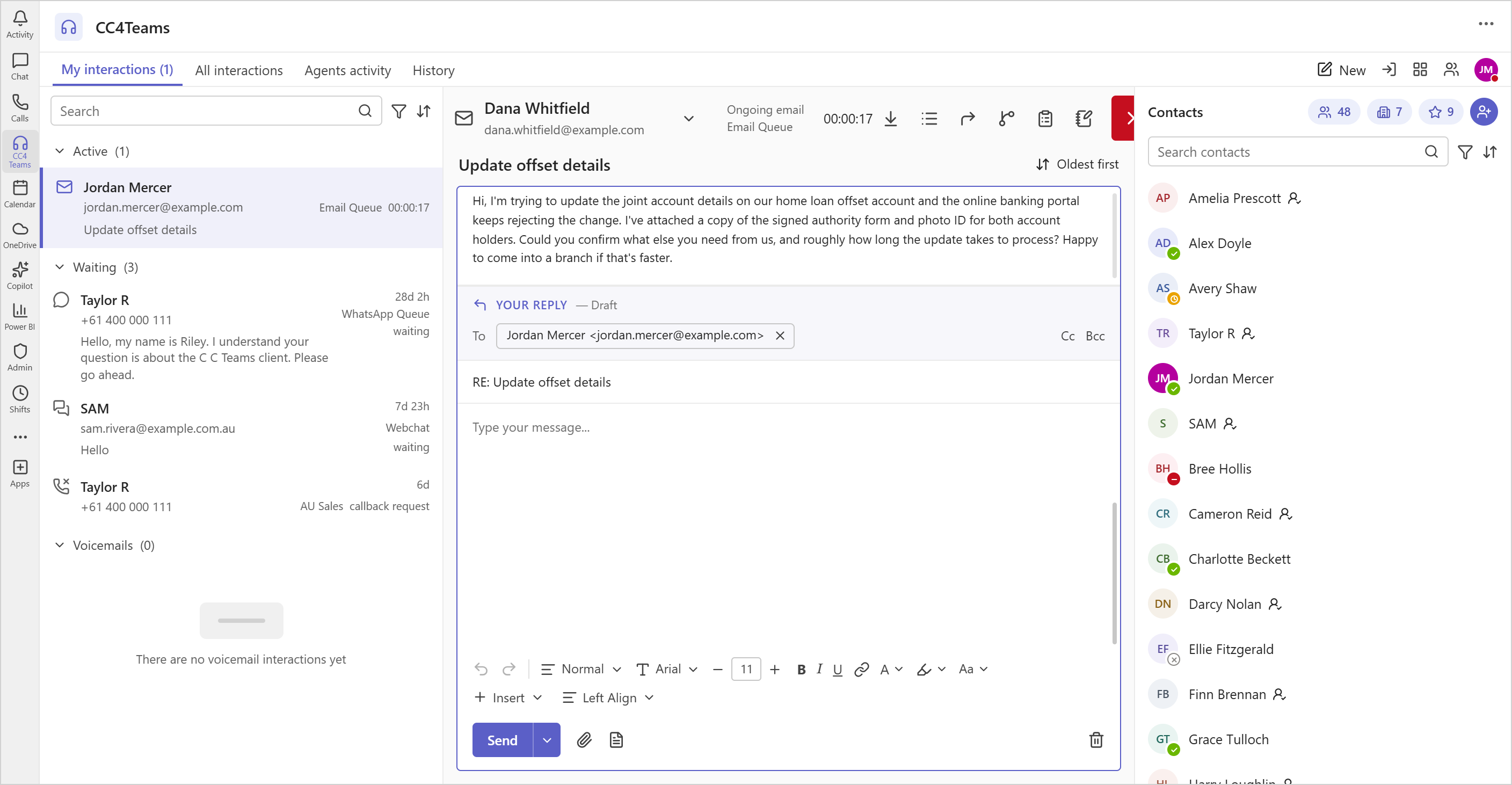 Omni-channel agent workspace inside Microsoft Teams