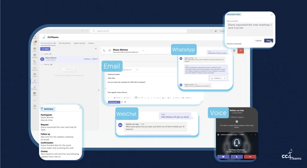 CC4Teams agent workspace inside Microsoft Teams