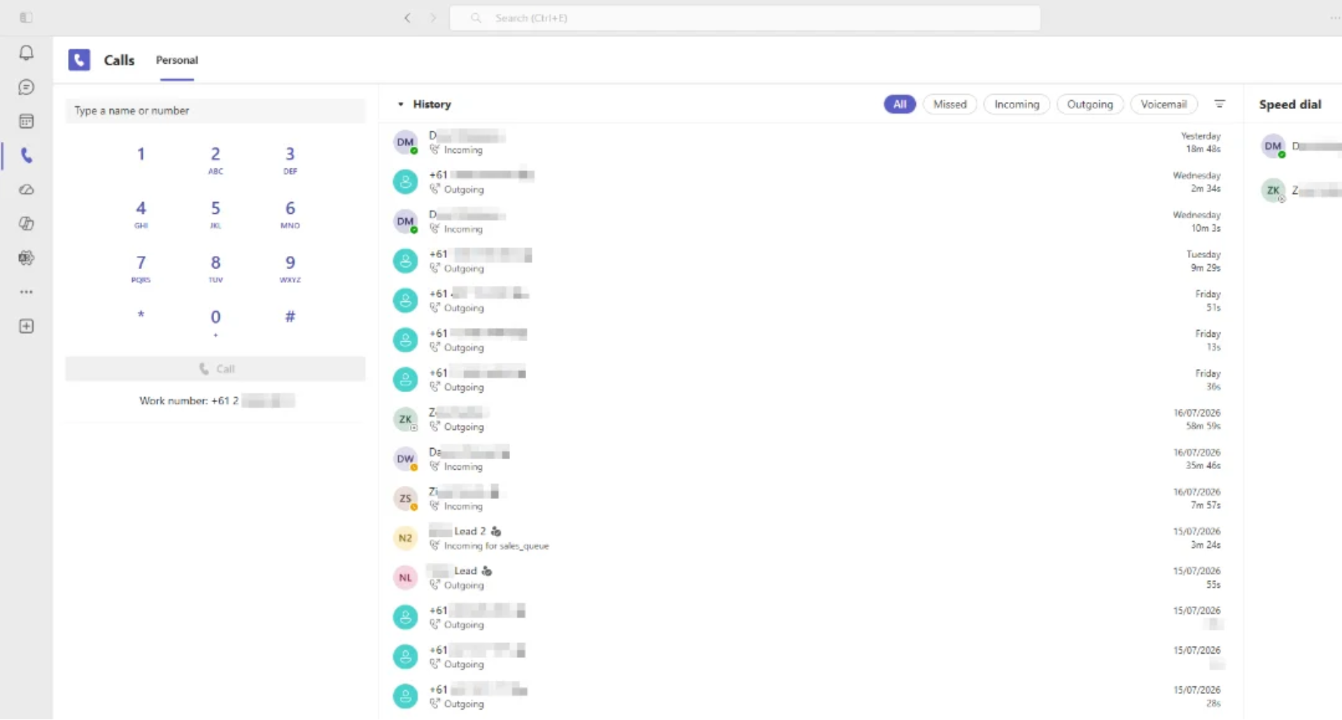 Operator Connect calling inside Microsoft Teams