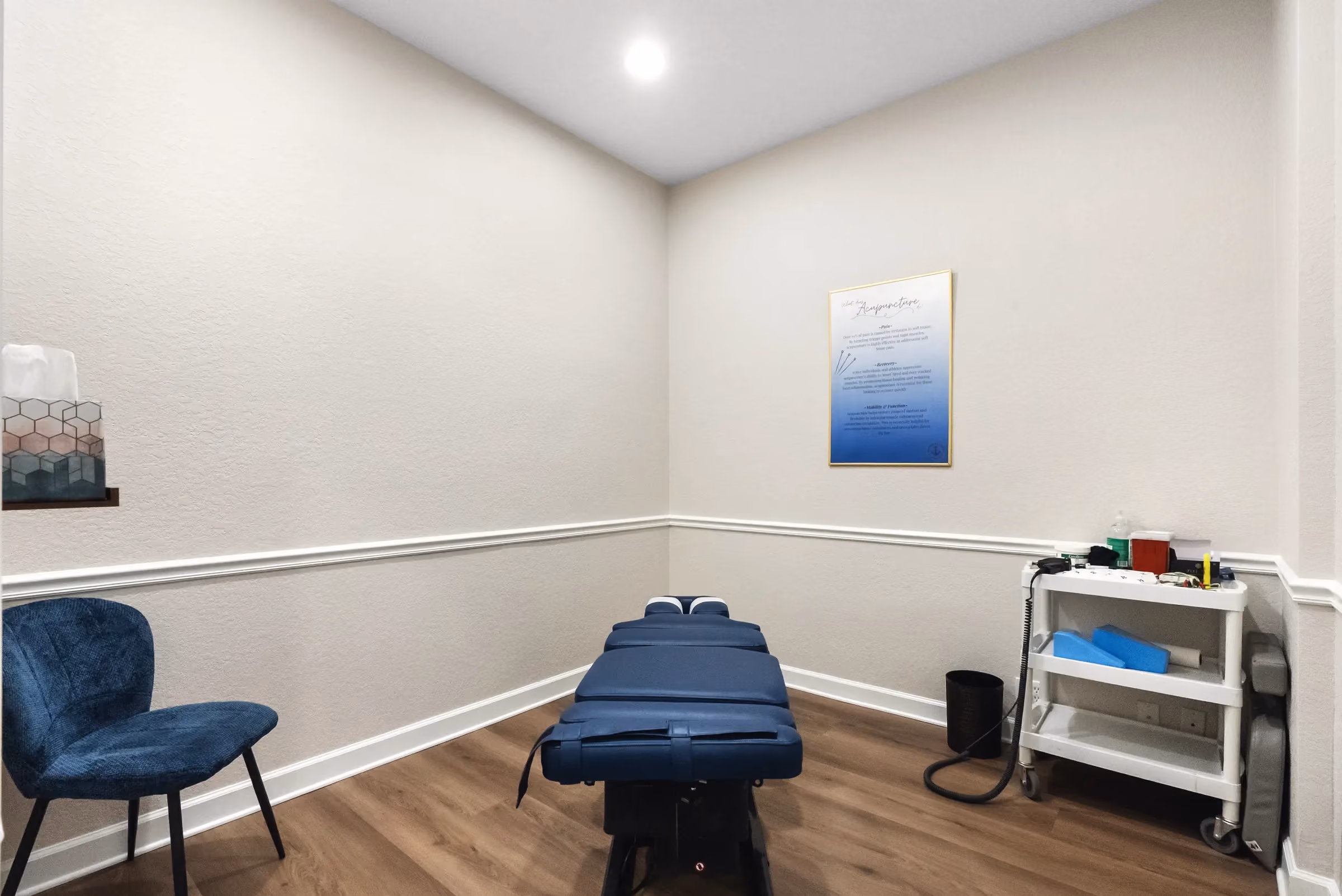 Chiropractic adjusting room at the Stuart office