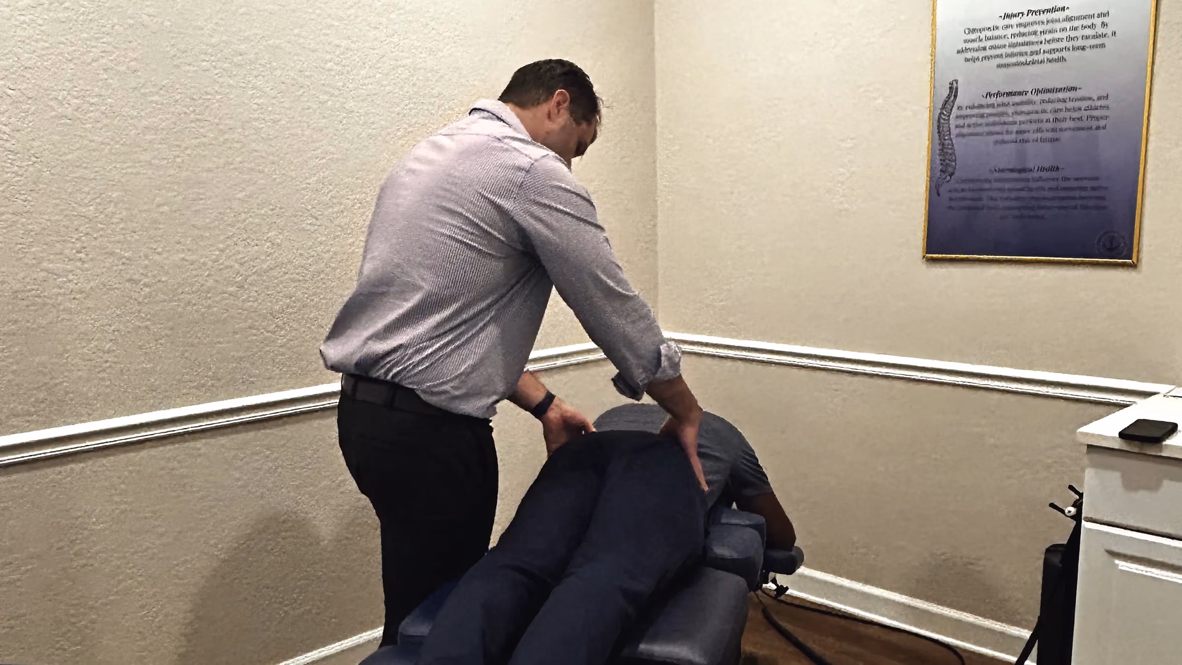 Lower back treatment on a flexion table