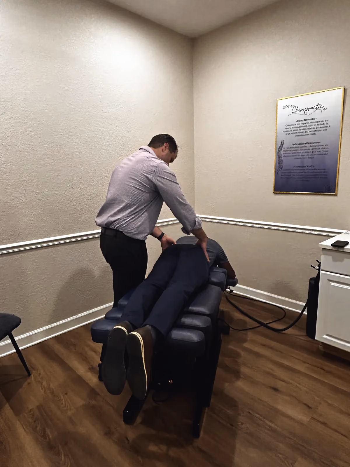 Lower back treatment on a flexion table