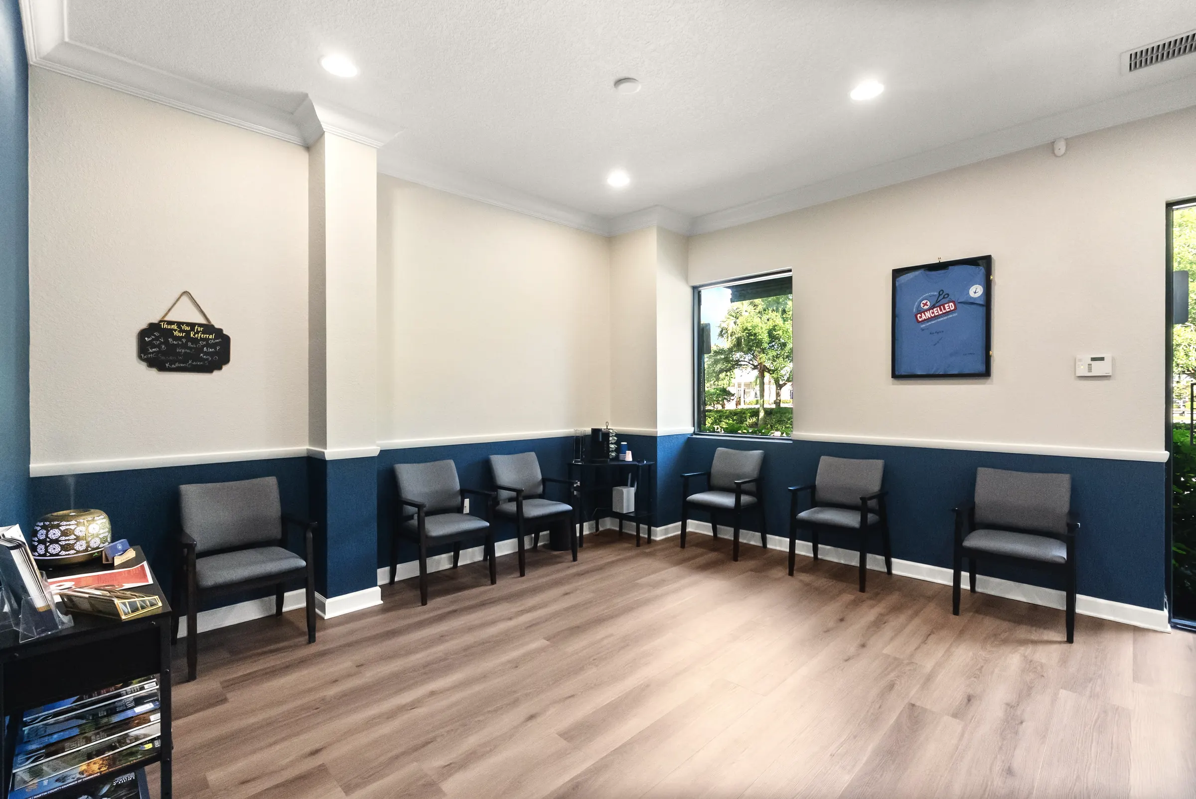 Waiting room at the Stuart office