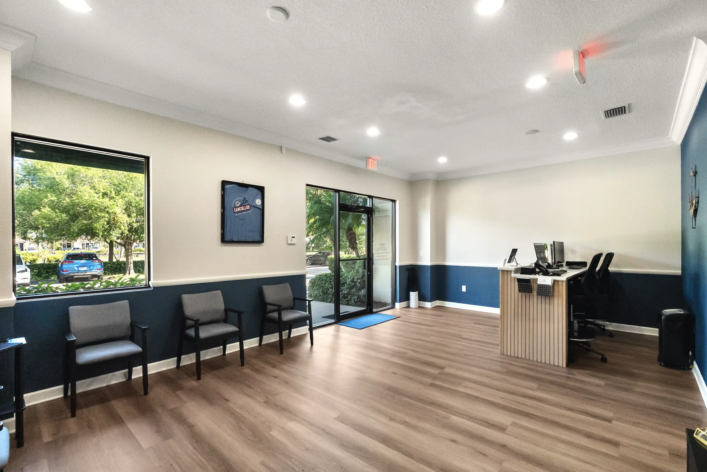 Reception area and entrance at the Stuart office