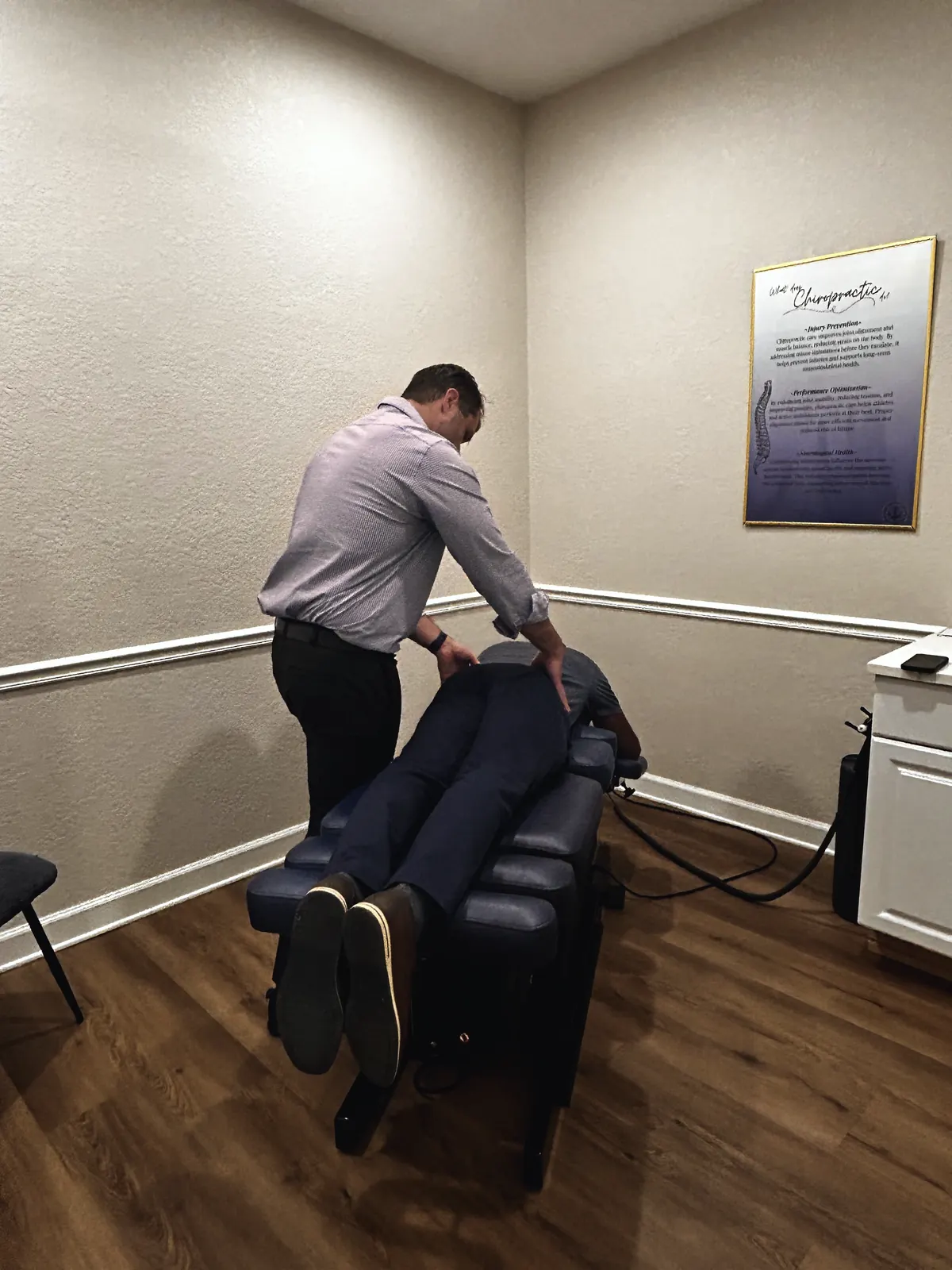 Lower back treatment on a flexion table