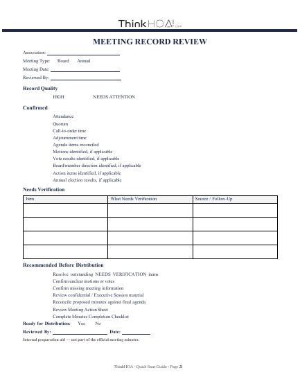 Meeting Record Review — actual toolkit page