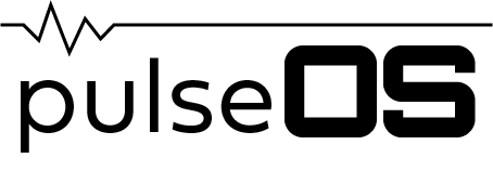 Text reading pulseOS with a stylized pulse line above the word pulse.