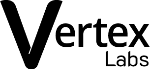Text logo reading 'Vertex Labs' with a large stylized V.