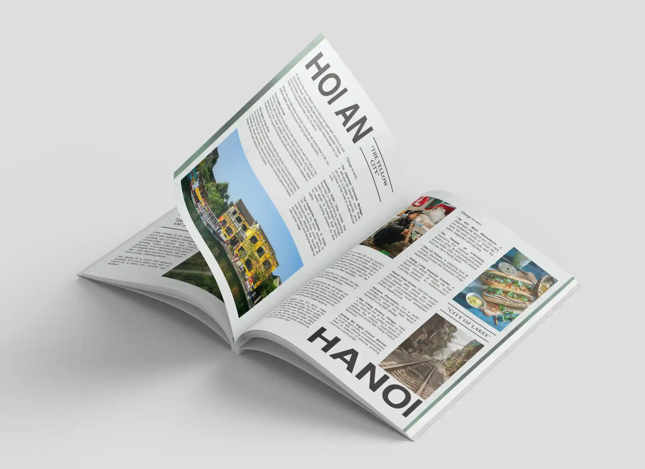 Open travel magazine featuring articles and photos about Hoi An and Hanoi in Vietnam.