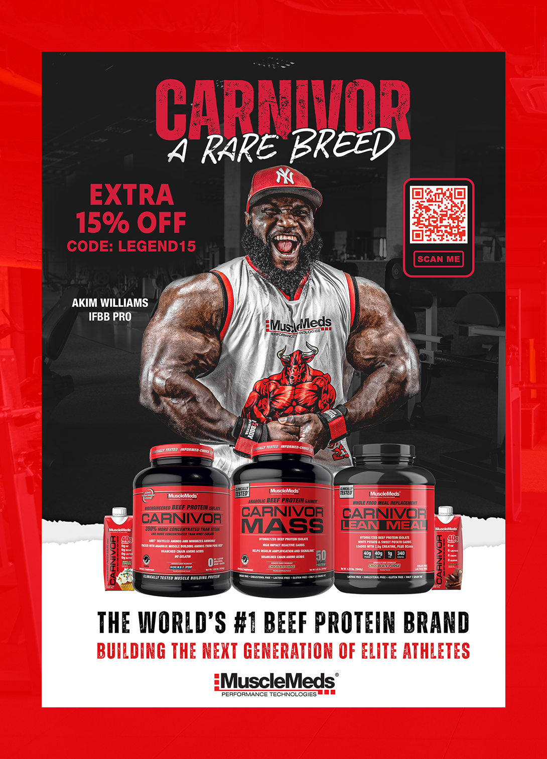 MHP MuscleMeds supplement packaging and campaign visuals