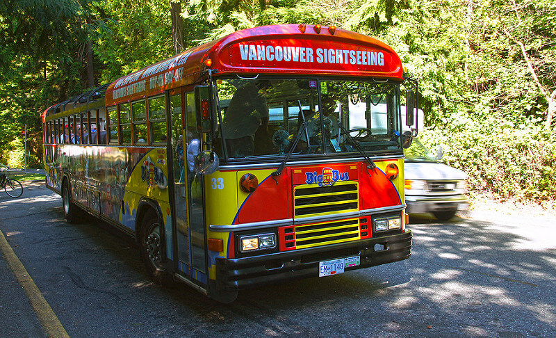 A colourful Vancouver sightseeing bus