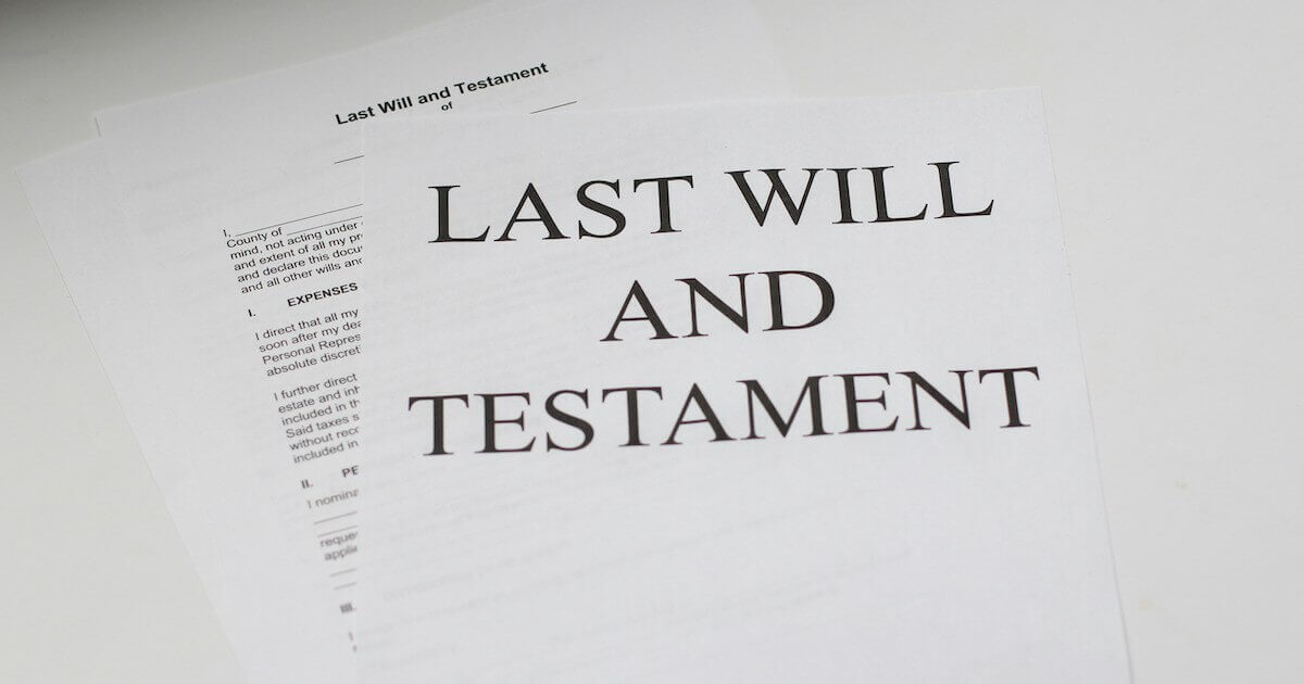 Last Will and Testament documents spread out on a tabletop