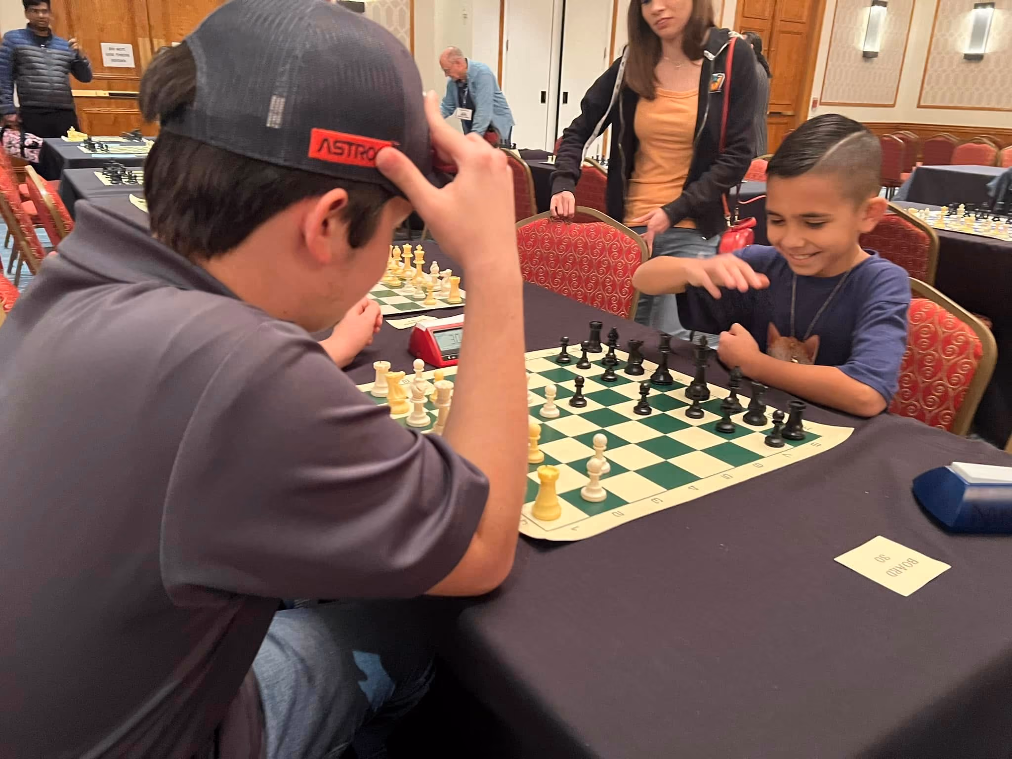 Young chess enthusiasts playing a friendly practice game to prepare for upcoming competition.  Shared by RGV Chess and Learning Center.