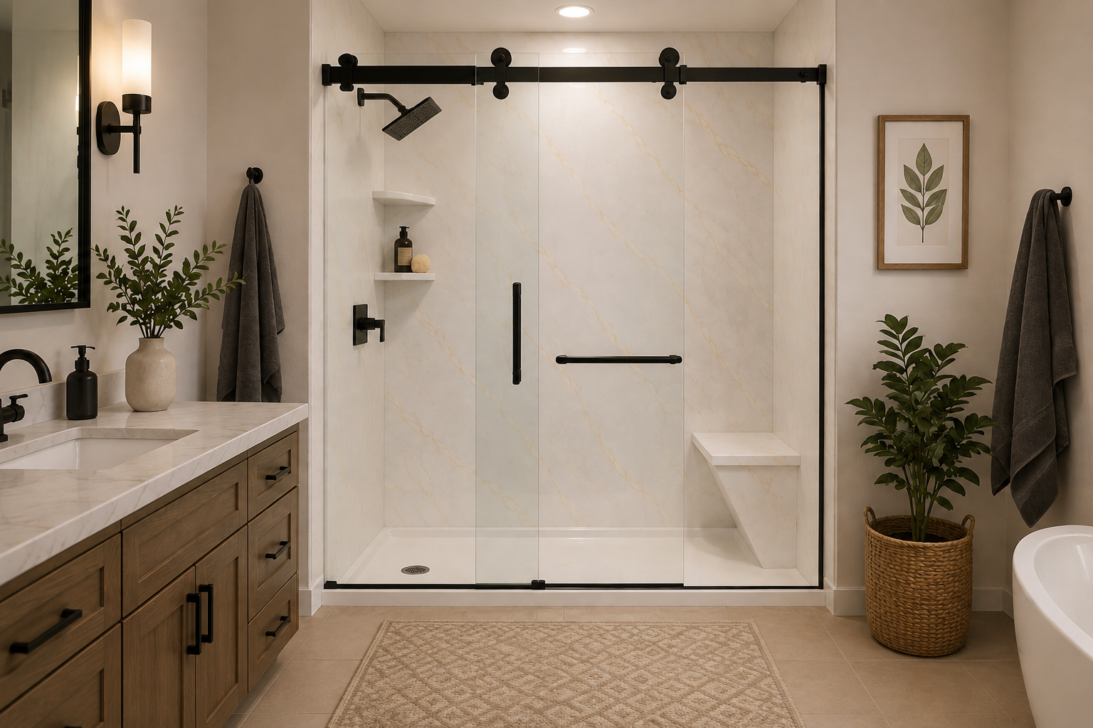 Walk-in shower remodel by Stonefield Bath Co.