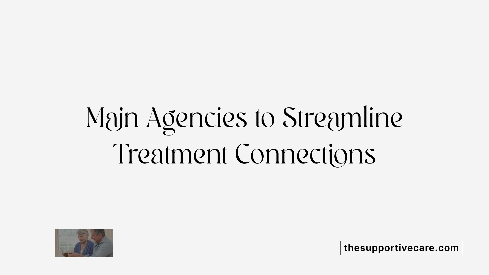Main Agencies to Streamline Treatment Connections