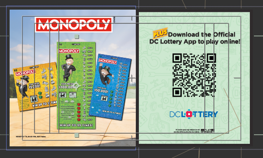 Opening keyframe from the fifteen-second Monopoly Scratchers motion spot