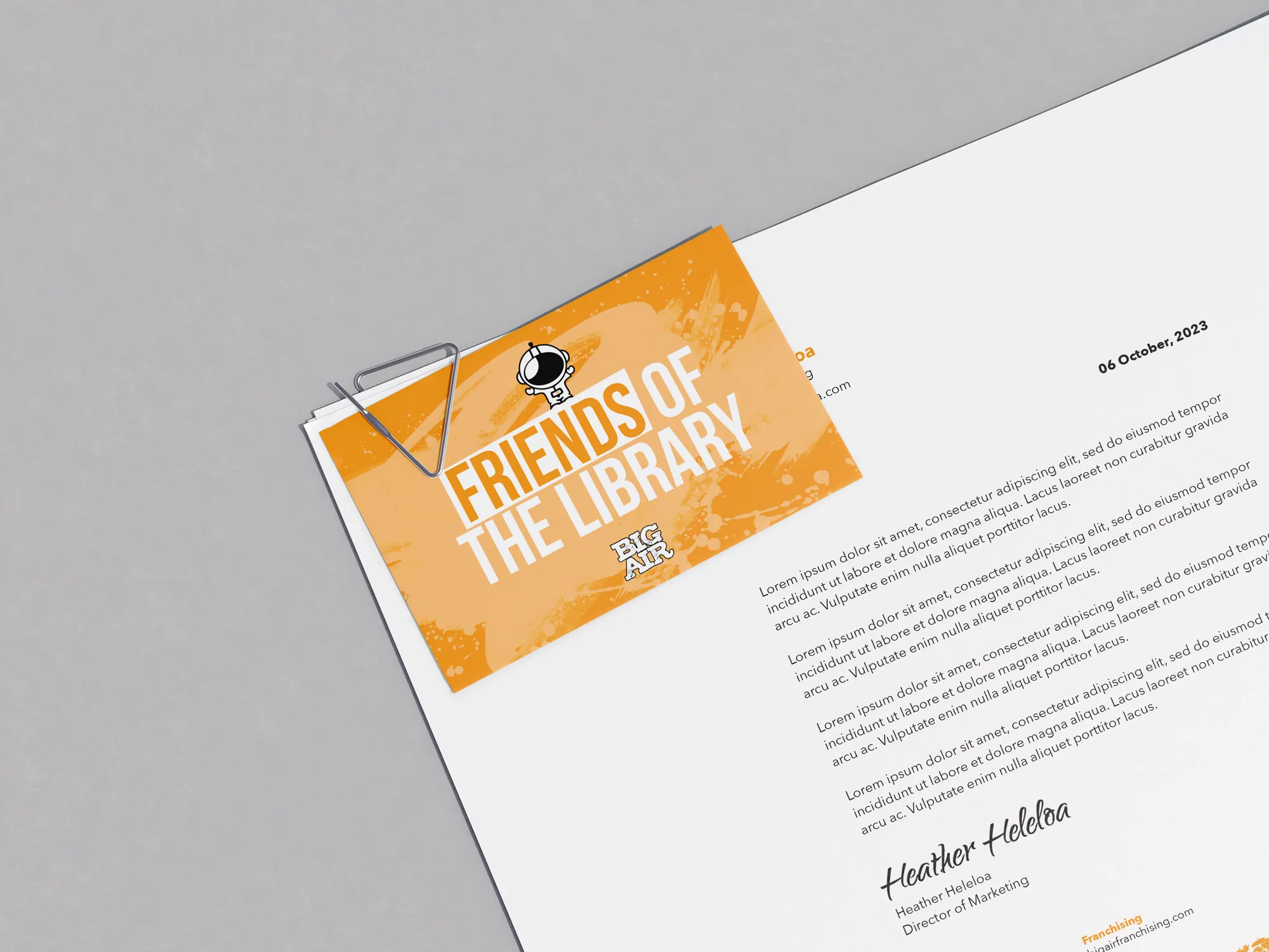 Completed Big Air marketing piece with bold modern headline typography