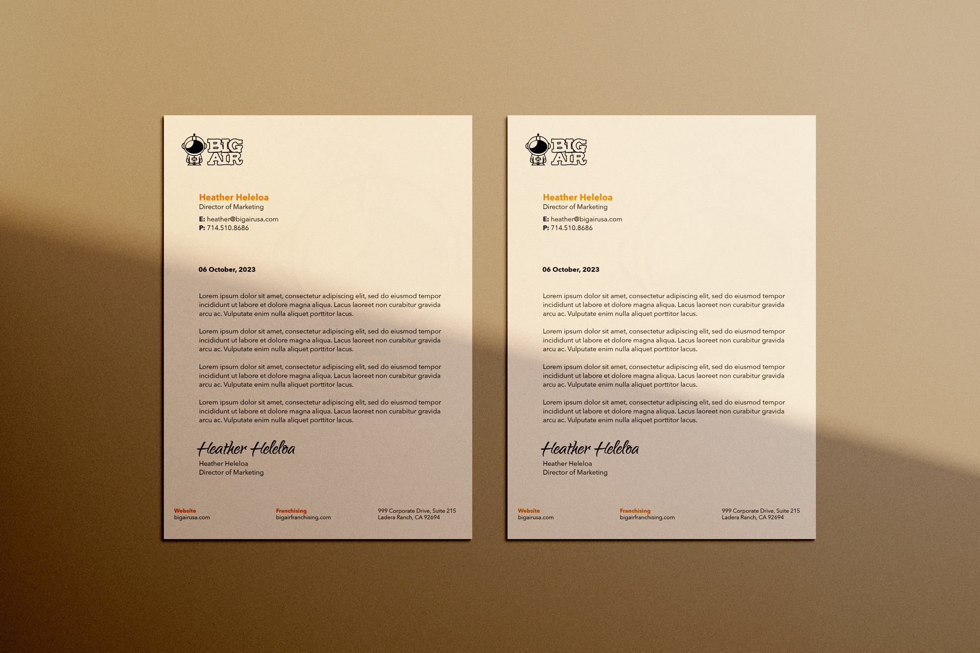 Mock-up showing rebranded Big Air marketing collateral in a park setting