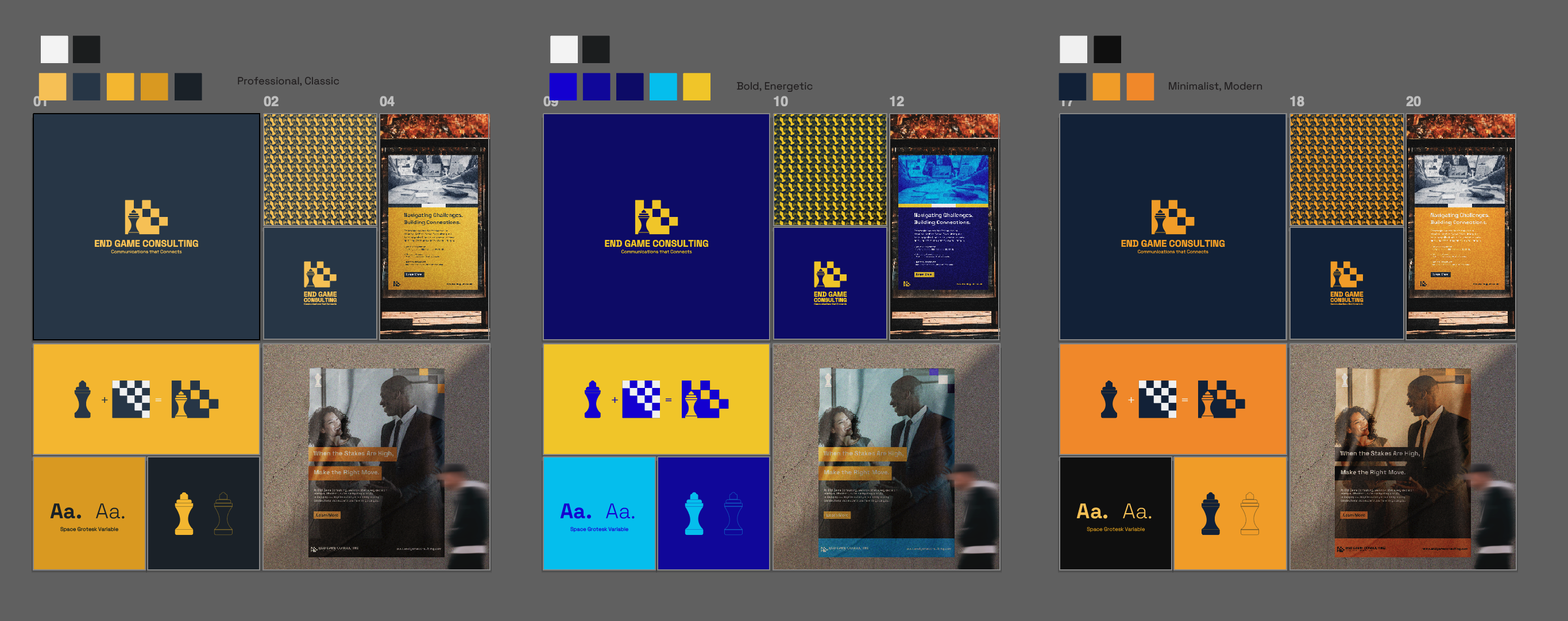 Working screenshot of the End Game Consulting identity in development