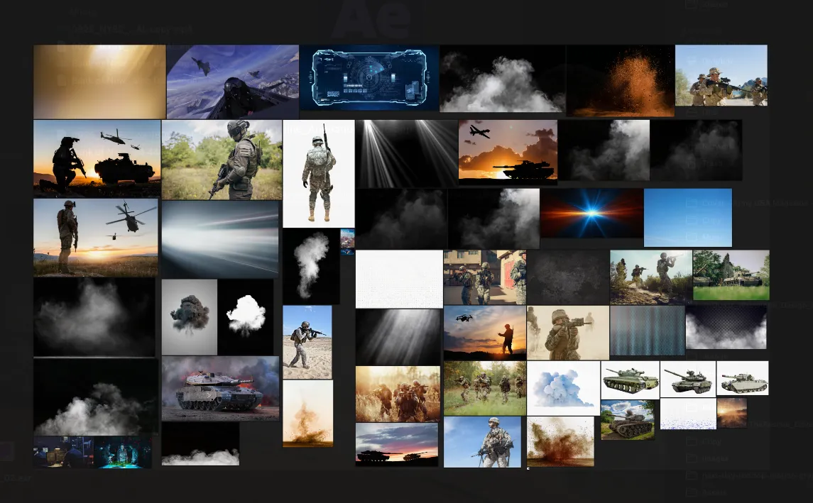 Concept visual exploring AI and defence imagery for the CoVar campaign