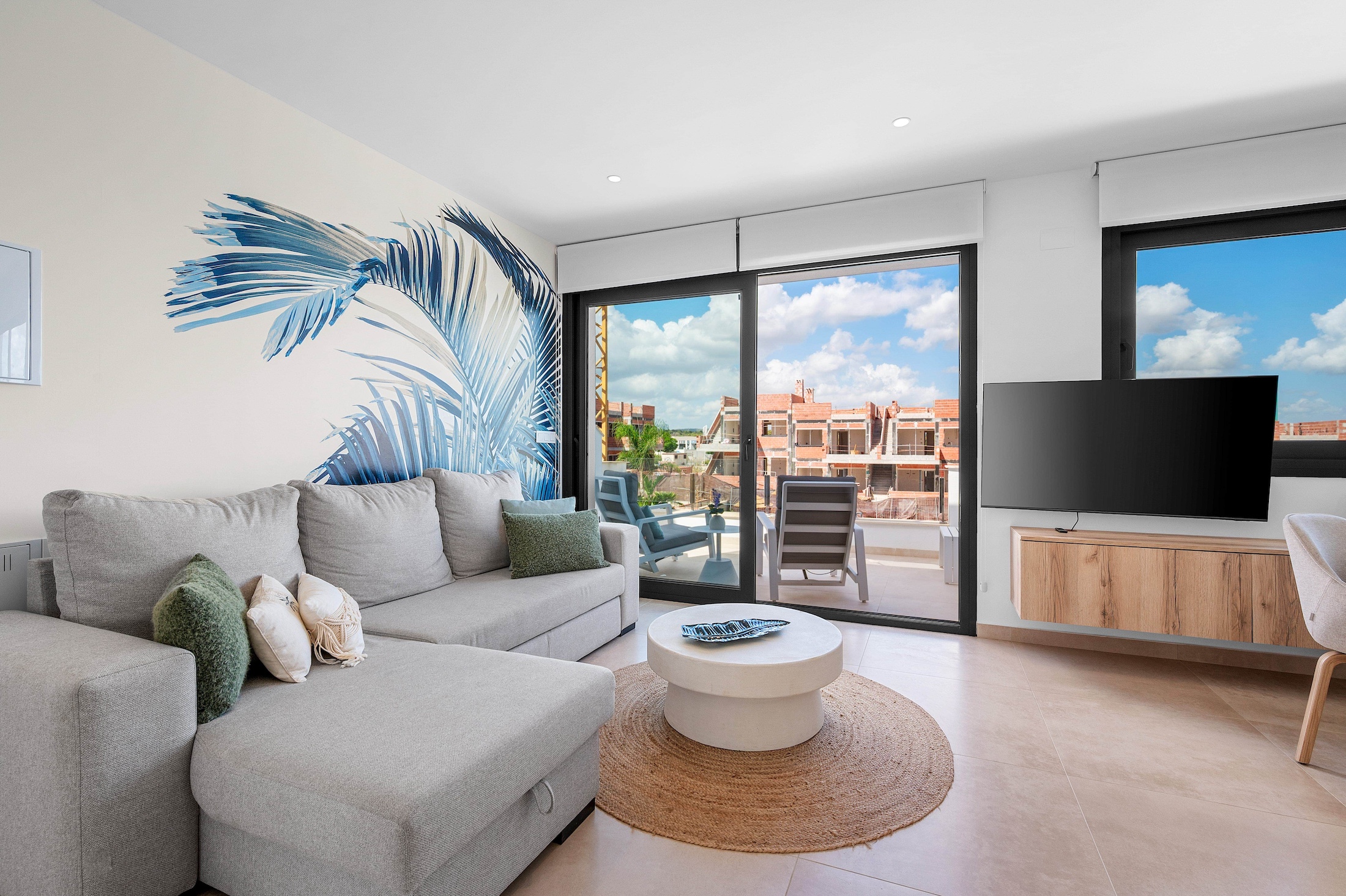 Living room opening onto a terrace after a Rent Ready setup
